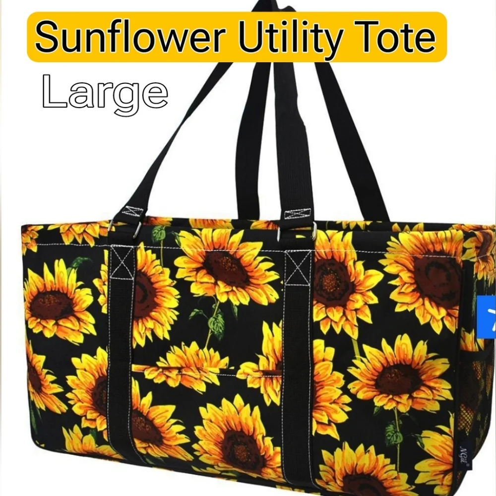 NWT 🌻Sunflowers Large NGIL Canvas UtilityTote Bag beach, pool shipping s